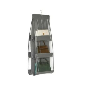 Imagem de Organizador De Bolsas Para Cabide PVC/TNT 6 Divisorias