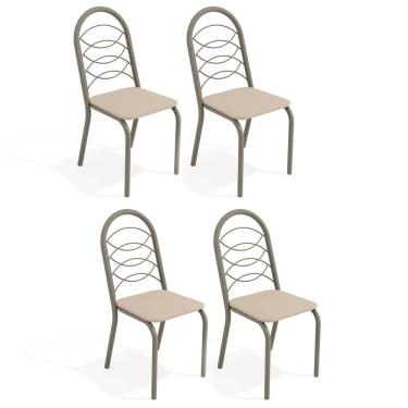 Imagem de Cadeiras Kit 4 Cadeiras Holanda Nickel Nude - Kappesberg