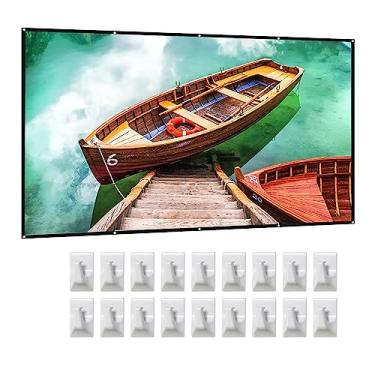 Imagem de CIADAZ Tela do projetor de 150 polegadas 16: 9 HD 4K dobrável portátil dupla face projeção cortina de tela de filme anti-vinco com ganchos para reunião de escritório de home theater ao ar livre intern