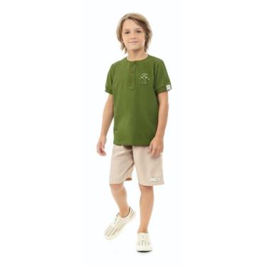 Imagem de Conjunto Infantil Menino Camiseta Malha Bermuda Linho Angerô