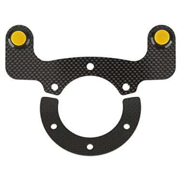 Imagem de Kit de botões de buzina de volante JUOPZKENN, botão de volante, kits de botões de buzina externos Fibra de carbono 6 parafusos Botão modificado de volante Ajuste universal para luzes de(Amarelo)