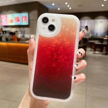 Imagem de Estética Shell Gradiente Candy Color Phone Case para iPhone 14 13 12 11 Pro XS Max X XR Capa dura à prova de choque, vermelho preto, para iPhone 14 Pro
