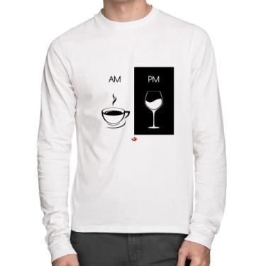 Imagem de Camiseta Algodão Am Café Pm Vinho Manga Longa - Foca Na Moda