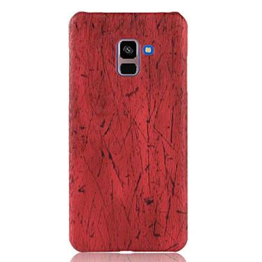 Imagem de GOGODOG Capa para Samsung Galaxy A8 2018, capa completa, ultrafina, fosca, antiderrapante, resistente a arranhões, imitação de couro, capa protetora traseira A530F (vermelha)