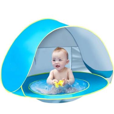Imagem de Barraca Infantil Dobravél Barracas de Praia Pop-up para Crianças Pequenas ou Infantil, Barraca de Proteção Solar Para Bebês com Proteção UV (azul)