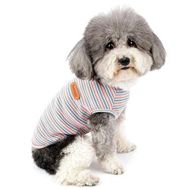 Imagem de Zunea Camisas para cães pequenos meninas meninos colete de verão camisetas algodão macio roupas para filhotes de estimação sem mangas regata cães listrados gatos camiseta cachorro chihuahua vestuário