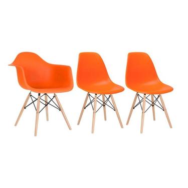 Imagem de Kit 1 Cadeiras Eames Daw Com Braços + 2 Cadeiras Eiffel Dsw -