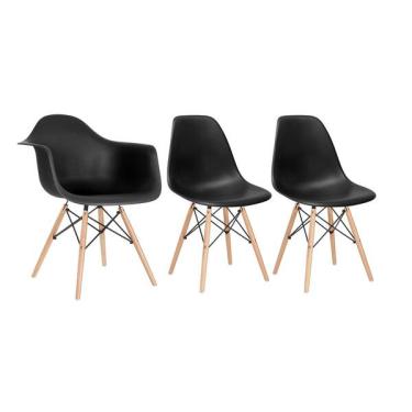 Imagem de Kit 1 Cadeiras Eames Daw Com Braços + 2 Cadeiras Eiffel Dsw