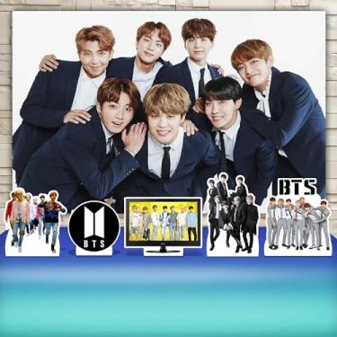 Imagem de Kit Decoração Festa de Aniversário Infantil Painel + Displays BTS