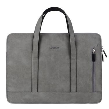 Imagem de Maleta Executiva Feminina Pasta Bolsa para Notebook Tablet de 13,3 polegadas, Bolsa de Couro, Leve e Impermeável (Cinza escuro)