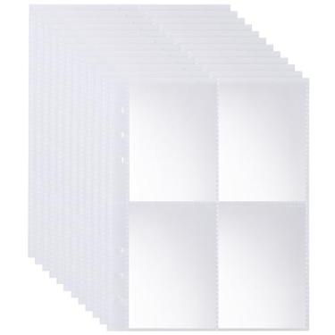 Imagem de 320 bolsos, 6 argolas para fichário A5, capas de fichário JIQEZNL premium com 4 bolsos, 6 x 9 cm dupla face para fichário de 6 anéis, mangas de plástico pequenas A5 para cartão comercial, cartão de