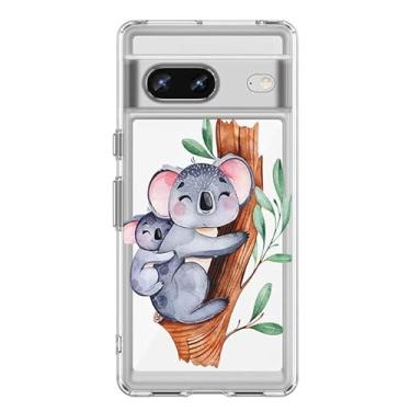 Imagem de Blingy's Capa para Google Pixel 7a, bonito estilo urso coala divertido desenho animal design transparente macio TPU capa protetora transparente compatível com Google Pixel 7a (6,1 polegadas) (família coala)