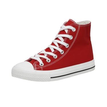 Imagem de CUSHIONAIRE T nis feminino Vance de lona de cano alto + espuma viscoel stica, Z per vermelho, 37