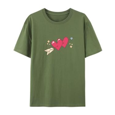 Imagem de Camiseta Love Graphics para homens e mulheres Arrow Funny Graphic Shirt for Friends Love, Verde militar, M