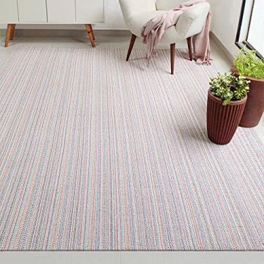 Imagem de Tapete Sala Quarto Algodão Cru 2,00m x 1,40m Indiano Colorido Antiderrapante Emborrachado Neutro Natural Decoração Rústica Artesanal de Tear Lavável na Máquina