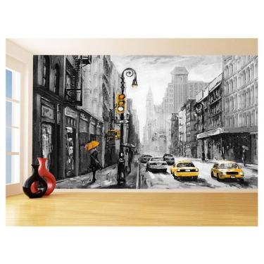 Imagem de Papel De Parede 3D Arte Pintura Nova York Taxi 3,5M Tra116