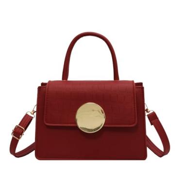 Imagem de Bolsas femininas transversais para mulheres bolsa pequena estruturada bolsa de ombro com alça superior, Vermelho