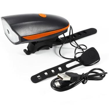 Imagem de Lanterna Farol Led Bike C/Buzina Bicicleta Recarregável Usb (LARANJA)