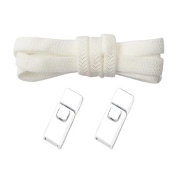 Imagem de Cadarço De Metal Elástico Para Crianças E Adultos, Cadarço Largo Sem Cadarço, Cadarço Para Sapatos, Tênis Para Crianças, Cadarço Para Sapatos(All white)