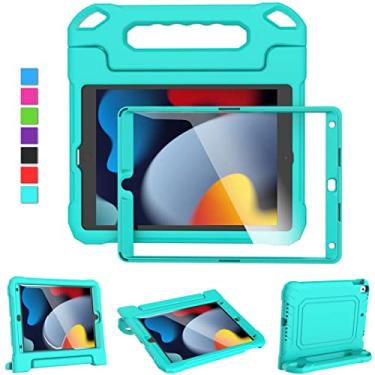 Imagem de MOXOTEK Capa infantil para iPad 9ª/8ª/7ª geração de 10,2" 2021/2020/2019, capa para iPad Air 3ª geração/Pro de 10,5" para crianças, capa durável à prova de choque com protetor de tela para iPad 10.2 e 10.5, ciano