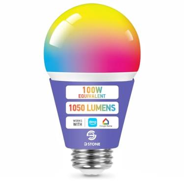Imagem de 3Stone Lâmpadas inteligentes, lâmpada WiFi equivalente a 100 W, lâmpada inteligente A21 com mudança de cor LED de 1050 lúmens (regulável 2700K-6500K RGBCW) branco ajustável funciona com Alexa, lâmpada