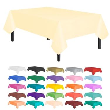 Imagem de Toalha de mesa Allgala de plástico premium com 12 unidades, peso médio, descartável, Marfim, 6PK 54"x108"