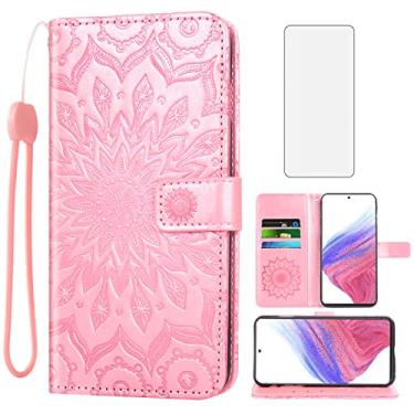 Imagem de Capa de telefone para Samsung Galaxy A53 5G 2022 carteira com protetor de tela de vidro temperado capa flip fina suporte para cartão acessórios de celular Gaxaly A53 G5 Galaxies 53A SM A536U feminino