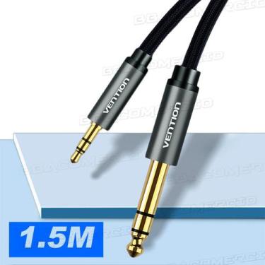 Imagem de Cabo Auxiliar P2 x P10 Profissional Banhado Ouro 1,5 metros - VENTION