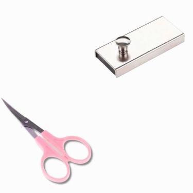 Imagem de Kit Tesoura Arremate 4 Polegadas Ponta Curva Mais Guia Magnético Imã R