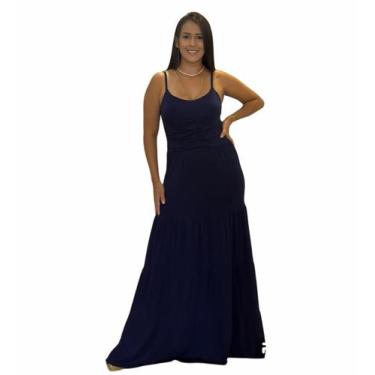 Imagem de Vestido Longo em Viscose com Elastano - All Boy, Feminina, Marinho, G1