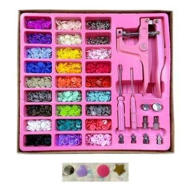 Imagem de Kit Alicate De Pressão 3 Em 1 Rosa +botões Plástico+ Ilhós - Artmak