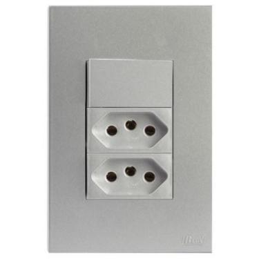 Imagem de Kit Interruptor Paralelo + Tomada Dupla 20A 4X2 Brs12312-9Pr - Blux Re