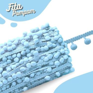 Imagem de Fita Pompom Azul Bebê 20mm Rolo Com 25 Metros - Nybc