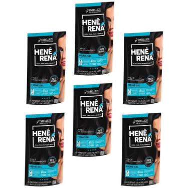 Imagem de Hene em Gel Rená Preto Azulado (Preto Forte) 03x180gr Alisa, tinge e D