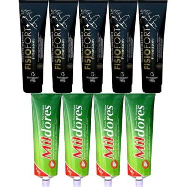 Imagem de Kit 5 Pomada Massageadora Fisiofort Premium 150g + 4 Creme Para Massag