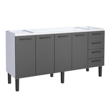 Imagem de Gabinete / Balcão JU de Cozinha para Pia de 1.80m em Aço 4 Portas + 4 