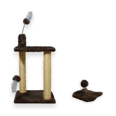 Imagem de Arranhador para Gatos Sisal Plataforma 2 Andares com Brinquedo Mola Ma
