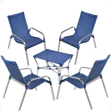 Imagem de Conjunto 4 Cadeiras e Mesa de Centro Alumínio Para Área Externa Fortal