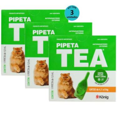 Imagem de Pipeta Tea 1,0 ml Antiparasitário Contra Pulgas para Gatos de 4,1 até 