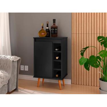 Imagem de Aparador Bar Adega com 1 porta e prateleira interna pés retrô Madri - 