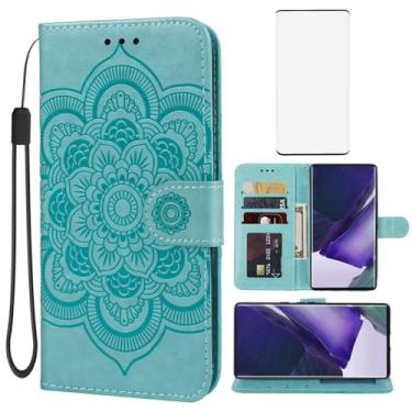Imagem de Bohefo Capa carteira para Galaxy S22 Ultra/Samsung S22 Ultra SM-S908U com protetor de tela de vidro temperado, capa de celular flip de couro com suporte para cartão de crédito para Samsung Galaxy S22