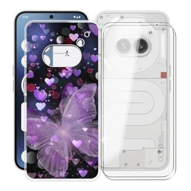 Imagem de KJYFOANI Capa de telefone Nothing Phone 2a, com 2 x protetores de tela de vidro temperado, antiarranhões à prova de choque capa protetora de TPU macio transparente capa ultrafina para telefone 2a (6,7