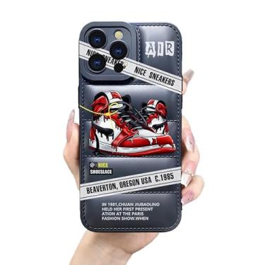 Imagem de Ins Hot Sports Shoes Capa de telefone acolchoada da marca compatível com capa legal para iPhone 14 Pro de 6,1 polegadas para meninos, bela capa de proteção contra quedas de borracha de silicone macia