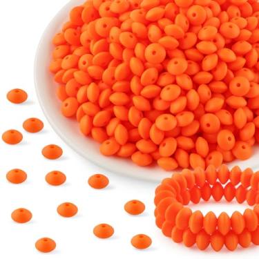 Imagem de Kovict 300 peças de contas de lentilha de silicone de 12 mm, contas espaçadoras de silicone para colar, pulseira, porta-chaves, canetas artesanais (laranja)