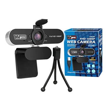 Imagem de Vidpro cm-HD Webcam com microfone e tripé 1080p Full HD USB para computador, webcam plug and play para videoconferências de zoom, reuniões, transmissão de jogos, funciona com Windows, Mac, Android
