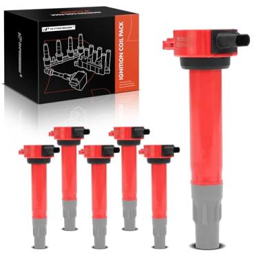 Imagem de A-Premium (Vermelho) Pacote de bobina de ignição do motor compatível com Dodge Grand Caravan, Charger, Journey, Challenger, Avenger & Chrysler Town & Country, 300, Pacifica, Sebring e Volkswagen