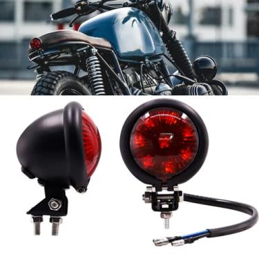 Imagem de NWpangu Luz traseira de motocicleta vermelha pequena redonda LED Driving Brake Stop Lamp Running Light Apto para Dirt Bike, Chopper, Cruiser, ATVs, 1 peça (lente vermelha)