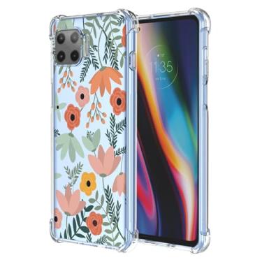 Imagem de JDYGWK Capa para Moto G 5G Plus Moto One 5G com estampa de flores transparentes, TPU macio fino, leve, à prova de choque, capa protetora para celular para Motorola G 5G Plus, flores verdes