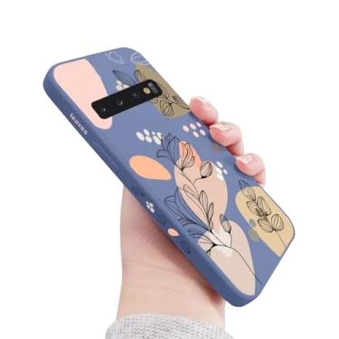 Imagem de Doowear Capa protetora para celular Galaxy S10 Plus para mulheres e meninas com folhas de plantas fofas, fina, antiarranhões, silicone líquido, à prova de choque, para Samsung Galaxy S10 Plus - cinza