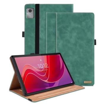 Imagem de Capa para Lenovo Tab M11 / Tab K11 LTE 11 polegadas (TB330FU) lançado em 2024, capa inteligente de visualização multiângulo com bolso, capa flip de couro PU empresarial com suporte para cartão para